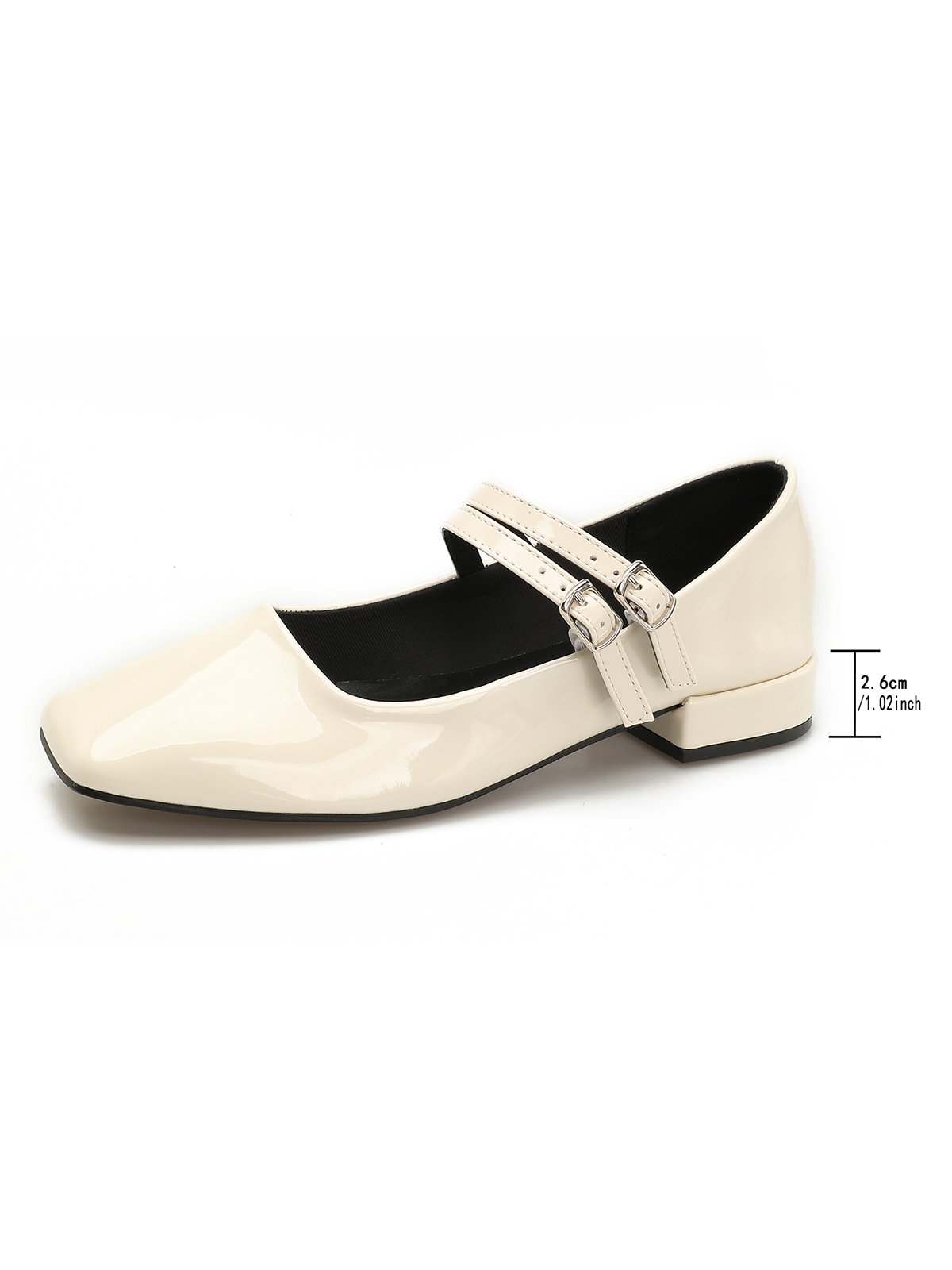 Double Buckle Square Toe Mary Jane Flats