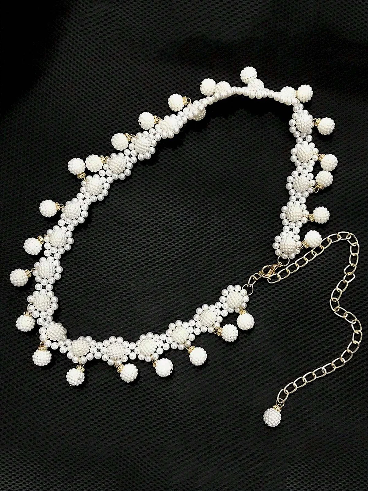 Elegant Imitation Pearl Floral Fringed Waist Chain For Dress