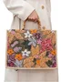 Random Floral Sequins Embroidery Bamboo Handle Tote Bag